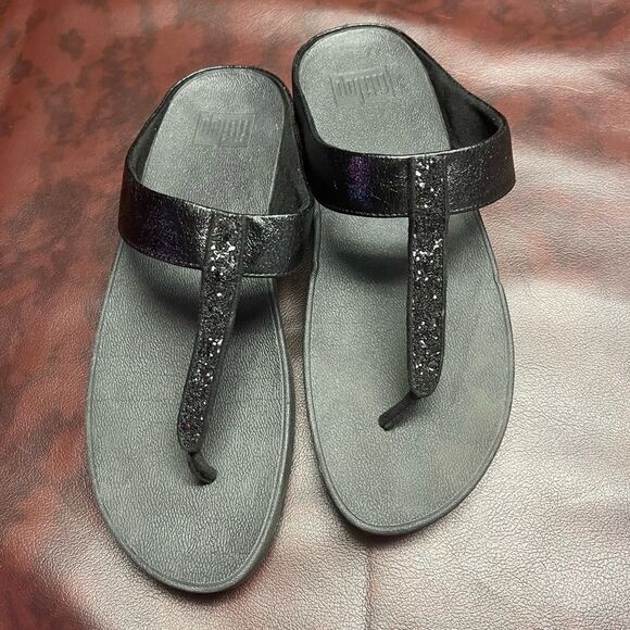 FitFlop black glitter sandals, size 10 - Picture 4 of 11